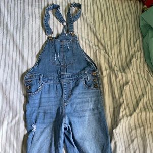 Distressed overalls